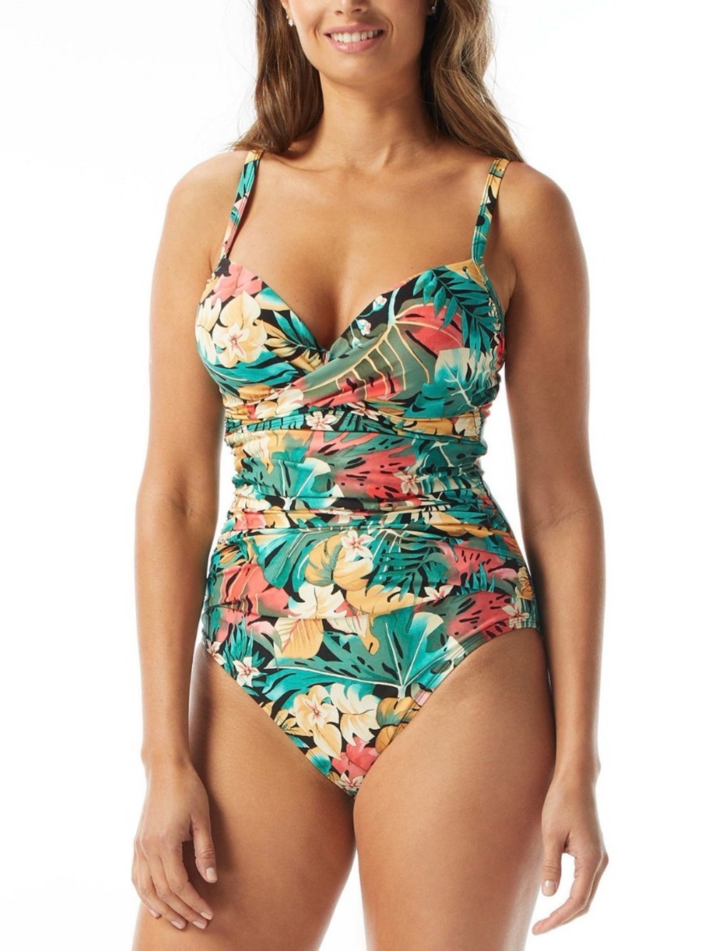 Women's Enrapture Printed Wrap One-Piece Swimsuit size 38DD NWT